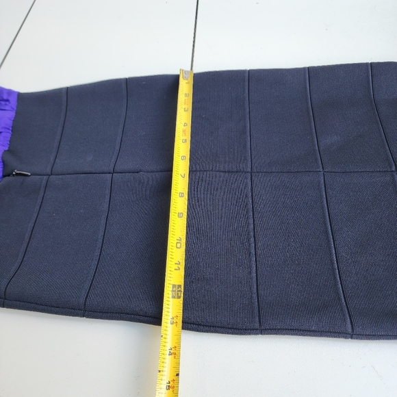 BCBG Maxazria 100% Silk Black Purple Dress Pleated Detail Blouson Tie Back XXS - Picture 12 of 15